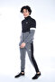 Men's Gray Black Color Detailed Bottom Top Zippered Pocket Slim Fit 2 Thread Tracksuit Set - 3
