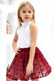 Girl's Polka Dot Skirt and Cream Skirt Set with Denim Jacket - 3