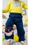 Pirate Embroidered Leg Striped Navy Blue Color 100% Cotton Knitted Boy/Baby Trousers - 2