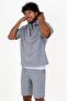 Men's Hooded Half Zip Short Sleeve Comfortable Fit Sports Sweatshirt Gray 23s2024 - 2