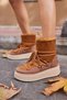 JULİAN WOMEN'S Tan Genuine Leather Fur Boots - 6