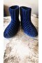 Velvet Slippers - Rope Navy Blue Home Boots Knitted - 6
