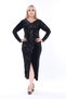 Garnished Sequin Velvet, V-neck Black Dress, Evening Dress