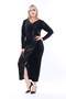 Garnished Sequin Velvet, V-neck Black Dress, Evening Dress - 7