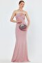 Flexible Sparkly Fabric Anti-Slip Striped Filled Fish Cut Strapless Maxi Powder Evening Dress 9310 - 7