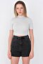 High Collar Short Sleeve Basic Crop Blouse B1096-asn75