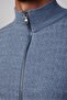 Men's Slim Fit Print Stand Collar Zippered Indigo Cardigan - 4