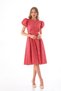 Floral Patterned Red Flared Dress - 3