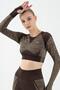 Slimfit Women's Crew Neck Brown Crop Top