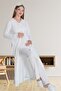 Carpediem Ecru Maternity and Maternity Pajamas Set - with Dressing Gown 1517