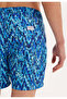 Blue Printed Regular Fit Men's Swim Shorts Wmpattern Print - 3