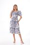 Blue Floral Patterned Vintage Dress with Ruffle Detail - 3
