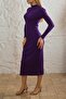 Camisole Turtleneck Slit Knitted Long Dress Purple - 4