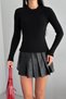Women's Black Round Collar Standard Size Plush Knitwear Sweater - 2