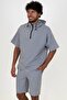 Men's Hooded Half Zip Short Sleeve Comfortable Fit Sports Sweatshirt Gray 23s2024