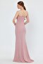 Flexible Sparkly Fabric Anti-Slip Striped Filled Fish Cut Strapless Maxi Powder Evening Dress 9310 - 4