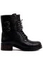 - Black Color Leather Boots with Stick Detail 105-516-1520