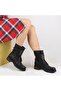- Black Color Leather Boots with Stick Detail 105-516-1520 - 2