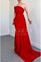 Crepe Fabric Sleeve Detail Tailed Fish Model Red Paris Evening Dress