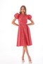 Floral Patterned Red Flared Dress - 5