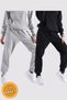 Pack of 2 Black-Grey Jogger Sweatpants Rubber Leg High Waist Winter