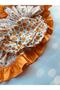 Baby Girl Orange Orange Patterned Salopet Socks Bandana Set - 3