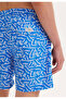 Blue Printed Regular Fit Boys' Swim Shorts Kids Wmgeometric Curve - 2