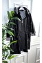Plus Size Nisa Detachable Hooded Striped Short Trench - Black - 8