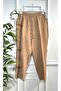 Large Size Charm Imported Slim Leg Trousers with Elastic Waist and Side Pockets - Mink
