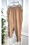 Large Size Charm Imported Slim Leg Trousers with Elastic Waist and Side Pockets - Mink - 5