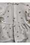100% Cotton Baby Girl Corded Flower Patterned Bow Detailed Bottom Top Pajama Set - 2