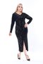 Garnished Sequin Velvet, V-neck Black Dress, Evening Dress - 3
