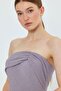 Flexible Sparkly Fabric Chest Filled Fish Cut Strapless Maxi Length Gray Evening Dress 9310 - 6