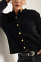 Women's Black Bearded Gold Buttoned Knitwear Cardigan - 4