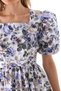 Blue Floral Patterned Vintage Dress with Ruffle Detail - 8
