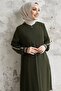 Hazel Stripe Pattern Ribbed Abaya - Khaki - 2