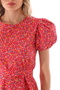 Floral Patterned Red Flared Dress - 8