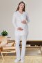 Carpediem Ecru Maternity and Maternity Pajamas Set - with Dressing Gown 1517 - 2