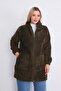 Polar Long Khaki Green Plush Cardigan