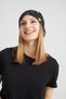Women's Black and White Star Patterned Rope Detailed 4 Season Hat Beanie Buff Ultra Soft Natural Combed Cotton Fabric - 7