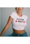 Future Milf Baskılı Beyaz Crop