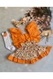 Baby Girl Orange Orange Patterned Salopet Socks Bandana Set
