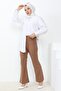 Piyale Spanish Leg Trousers 653 - Brown - 2