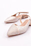 Beige Satin Stone Embroidered Women's Sandals - 11103378 - 4