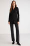 Abbıe Women's Pleated Thick Textured Long Sleeve Black Shirt - 2