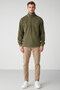 Matts Men's Fleece Half Zipper Thick Textured Oversize Fit Khaki Fleece - 5