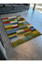 Green Blue Themed Multicolor Mixed Geometric Rectangular Shape Patterned Modern Decorative Carpet 2317 - 3