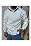Men's 2 Thread Polo Neck Half Zipper Stand Collar Fleece Sweatshirt