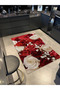 Red Themed Rose Flower Patterned Creative Modern Decorative Carpet 2344 - 2