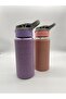 Glass Flask with Leather Cover and Straw - 500 ml-H2O87152 Lilac - 5